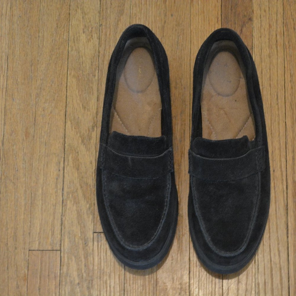 Womens, loafers, black suede